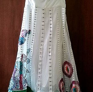 Μίνι Φόρεμα Desigual, με συρίτια & πολύχρωμους κύκλους, με υφασμάτινη άσπρη ζώνη. Φορεμένο ελάχιστα