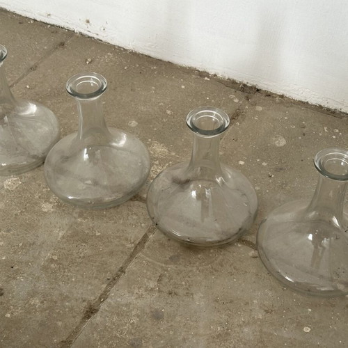 Clear Glass Carafes Set of 4 Used Decorative Vase Bottles