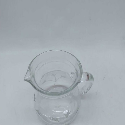 Vintage glass pitcher with flowers cerve used, made in Italy