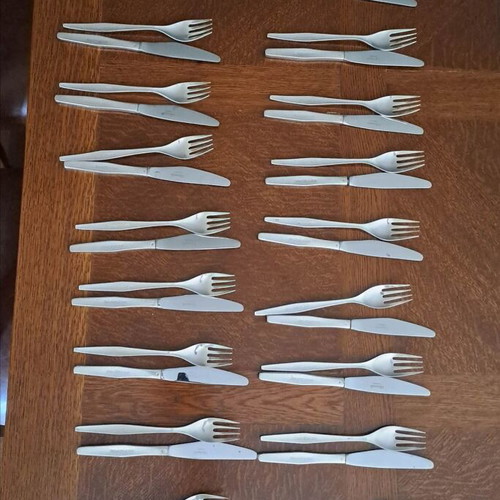 Christofle silver-plated cutlery set used, 48 pieces Olympic Airways Onassis era