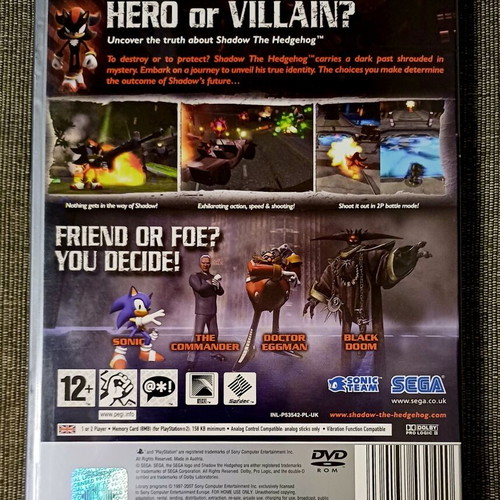 Shadow of the Hedgehog PlayStation 2 game like new