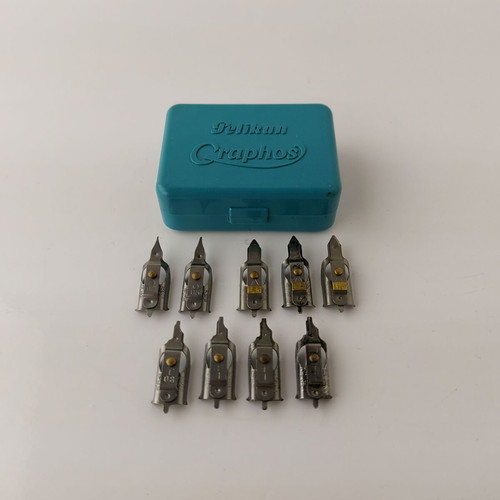 Pelikan Graphos set of 9 used drawing nibs #5604