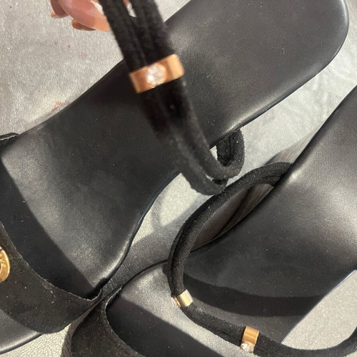 Platform sandals Black & Gold size 39 like new, synthetic suede