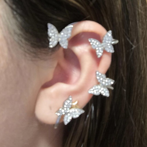 Silver Cuff with Butterflies Like New, Right Ear, 1 Piece