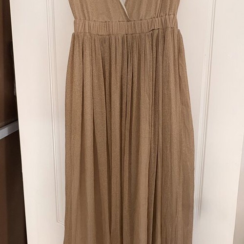 Rare maxi gold dress new, lined, deep neckline