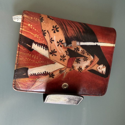 Bambas Art handmade leather wallet like new with Geisha Samurai design
