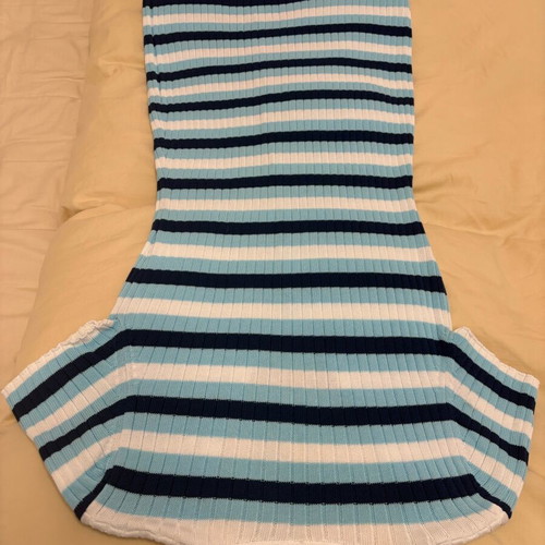 Cotton dress new, size M, white and blue