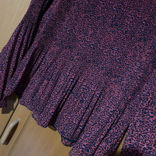 Zara shirt used, dark red animal print, size small