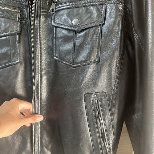 Brokers Jeans men's leather jacket, black, size L