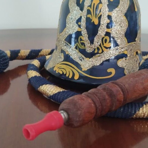 Hookah used 60cm with glass base, brass and wood