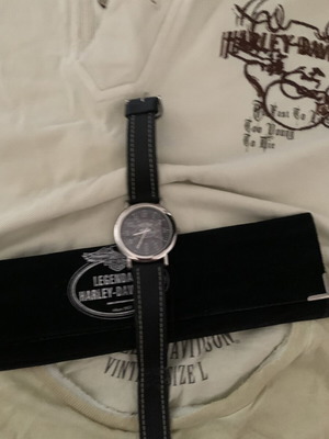 Harley Davidson vintage L shirt, L polo and watch gift, like new