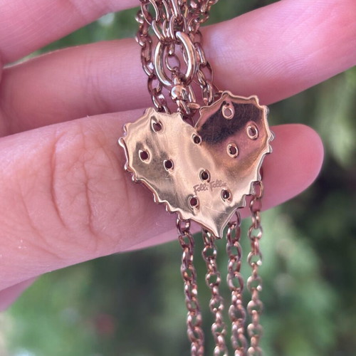 Folli Follie heart necklace with double chain in rose gold, like new
