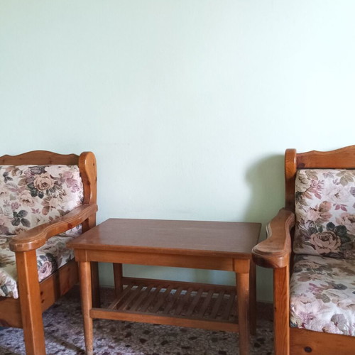 Vintage solid wood living room set used with armchairs and tables