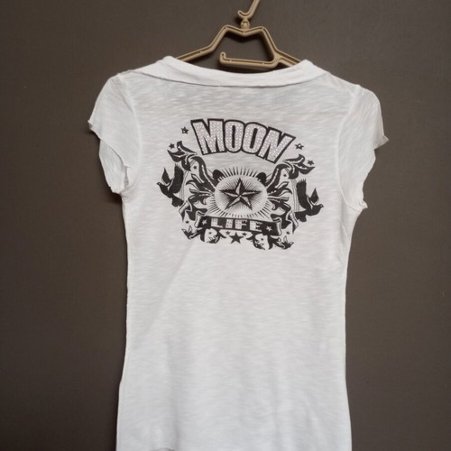 Blanco T-shirt with rhinestones, Moon Life design