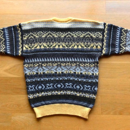GIPSY Vintage men's jacquard sweater with Scandinavian pattern, size Large