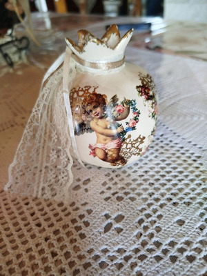 Vintage style pomegranate bibelot angel used