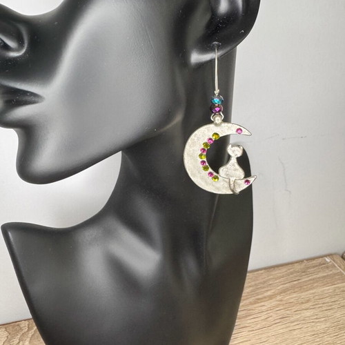 Handmade dangling earrings like new, silver, length 7 cm