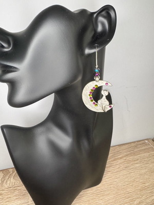 Handmade dangling earrings like new, silver, length 7 cm
