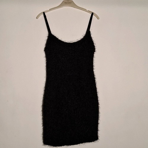 Black fuzzy dress like new with adjustable straps, size S
