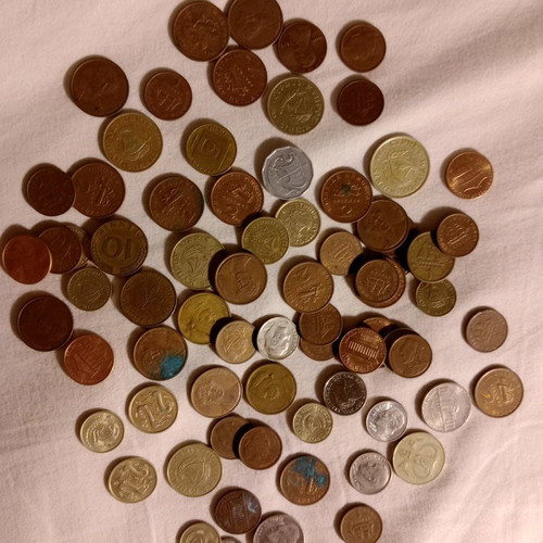 Collectible coins used, lot of 73 from America, Asia, Cyprus, Greece