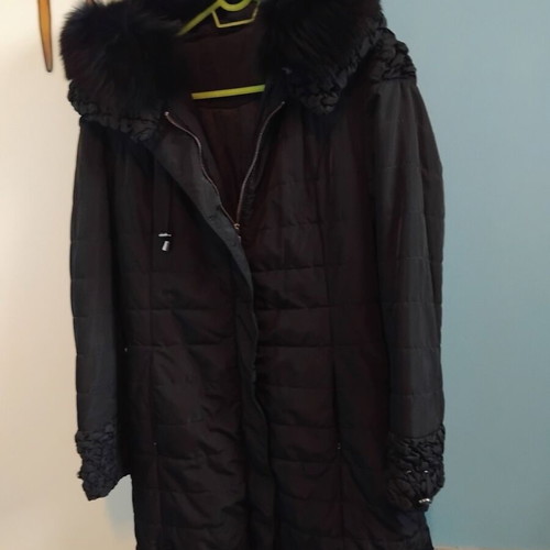 Jacket coat new medium with fur collar black