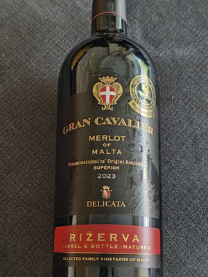 Gran Cavalier Merlot of Malta Riżerva 2023 sealed, new
