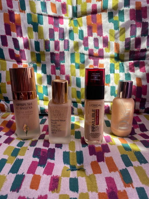 Charlotte Tilbury, Estee Lauder, L’Oréal, Dior Backstage foundations used