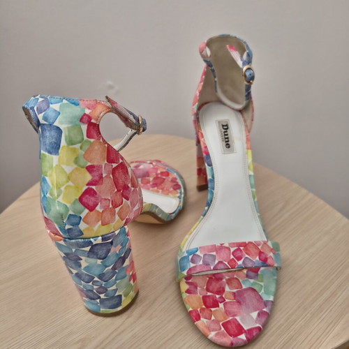 Dune London sandals with colorful Marshmallow print size 41 like new