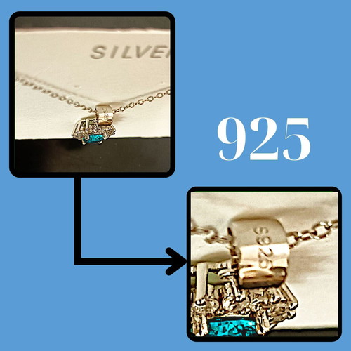 Ocean Dahlia silver necklace with 6mm aquamarine and zircon stones new