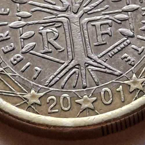 Σφάλματα 2 και 1 Ευρώ 2001 Γαλλίας μεταχειρισμένα