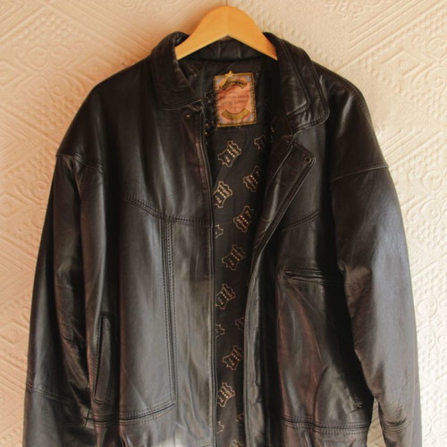 Black leather jacket used, size L