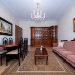 Living room furniture set with 2 chairs, 2 armchairs, dining table with 6 chairs, bar cabinet