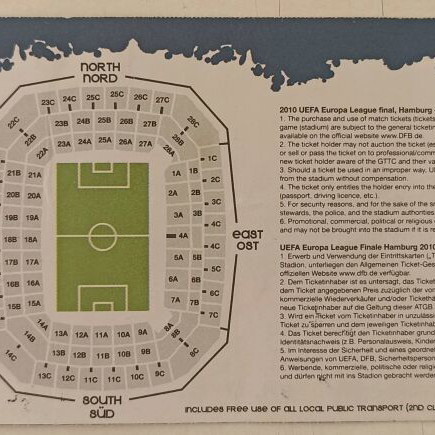 Atletico Madrid - Fulham F.C. 12/5/2010 Europa League Final ticket used