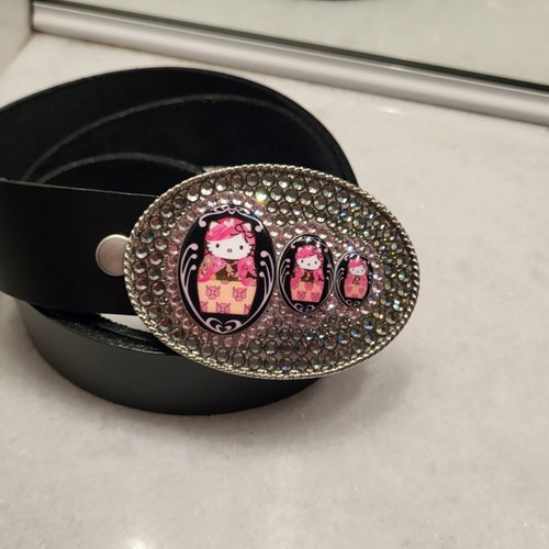 Tarina Tarantino leather belt with Swarovski crystals, lightly used