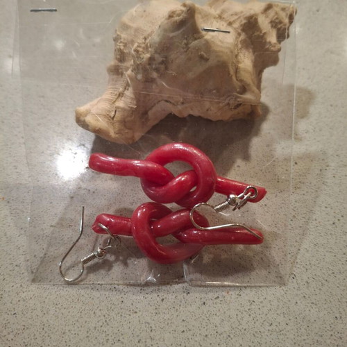 Handmade earrings from polymer clay, red