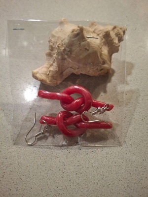 Handmade earrings from polymer clay, red