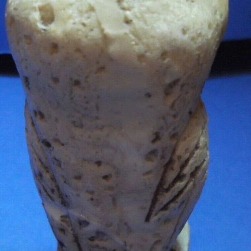Owl statue used, made of porolithos, height 9.5 cm