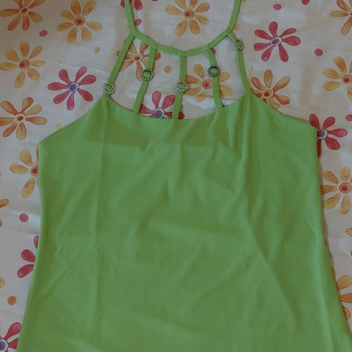 Summer sleeveless top used, size S, green/lime