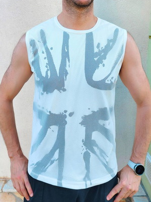 Cutting Edge Athletic Sleeveless Mesh Shirt with Union Jack XL used