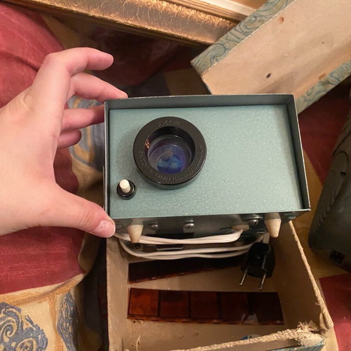 Vintage film projector used with children's movie film
