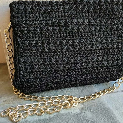 Handmade Bag crossbody black new with gold chain
