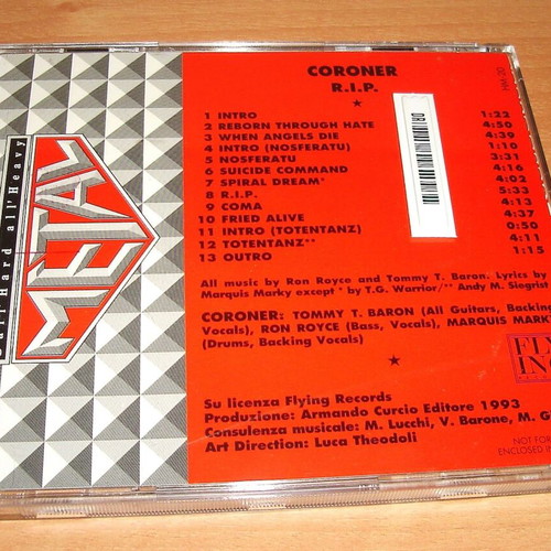 Coroner R.I.P. CD used, metal album