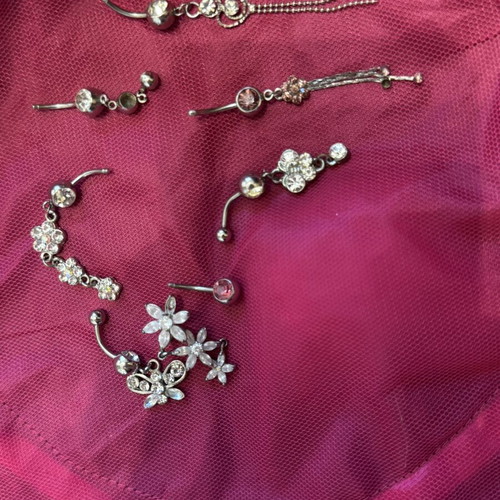 Navel Earrings set of 8 used with two types of fasteners