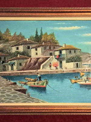 Painting G. Depastas At The Pier like new with frame