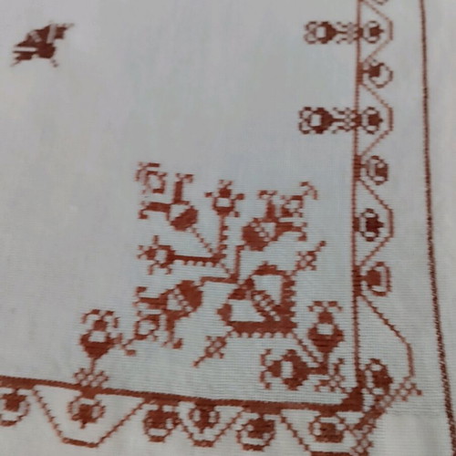 Old embroidered tablecloth like new 63x63 cm, monochrome