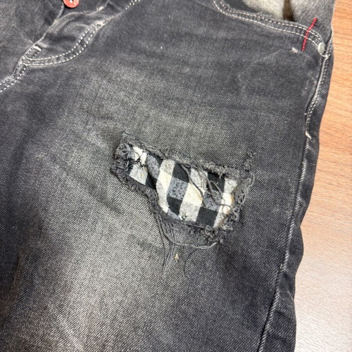 Brokers men's denim jogger size 30 black/grey with rips