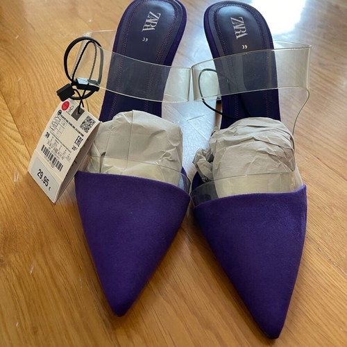 Zara purple velvet mules new, size 39