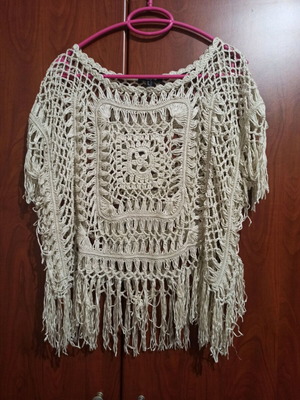 Πλεκτή μπλούζα boho μέγεθος M σαν καινούργιο, μπεζ