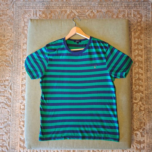 Gant T-shirt size L striped navy and green like new