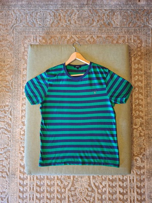 Gant T-shirt μέγεθος L ριγέ σκούρο μπλε και πράσινο σαν καινούργιο